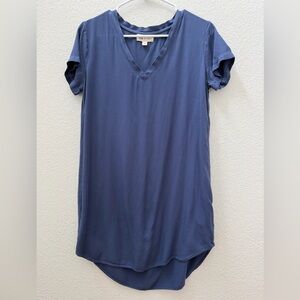 Cloth & Stone Indigo V-Neck Short Sleeve Shirt Dress Size Medium